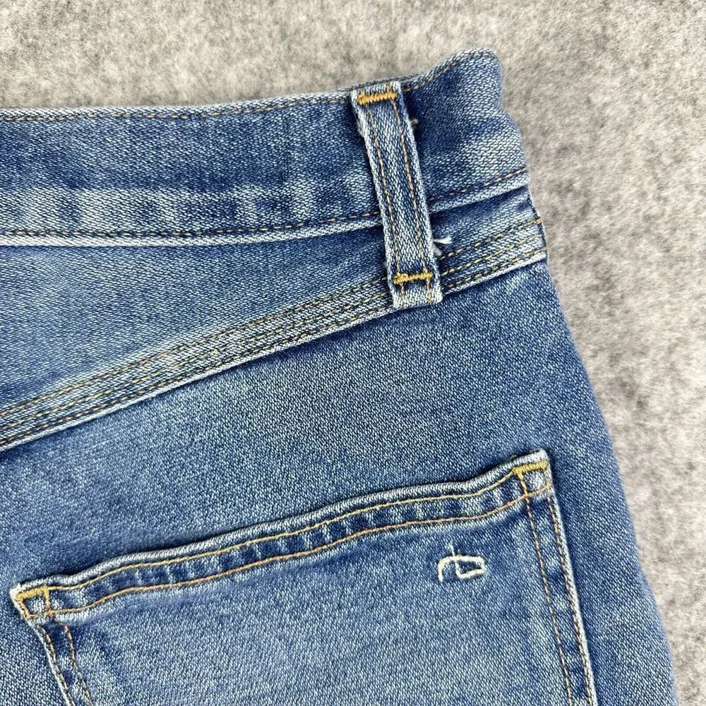 Rag & Bone Jean Shorts Womens 25 Blue Med Wash Cut Off Raw Hem Snap Button Fly